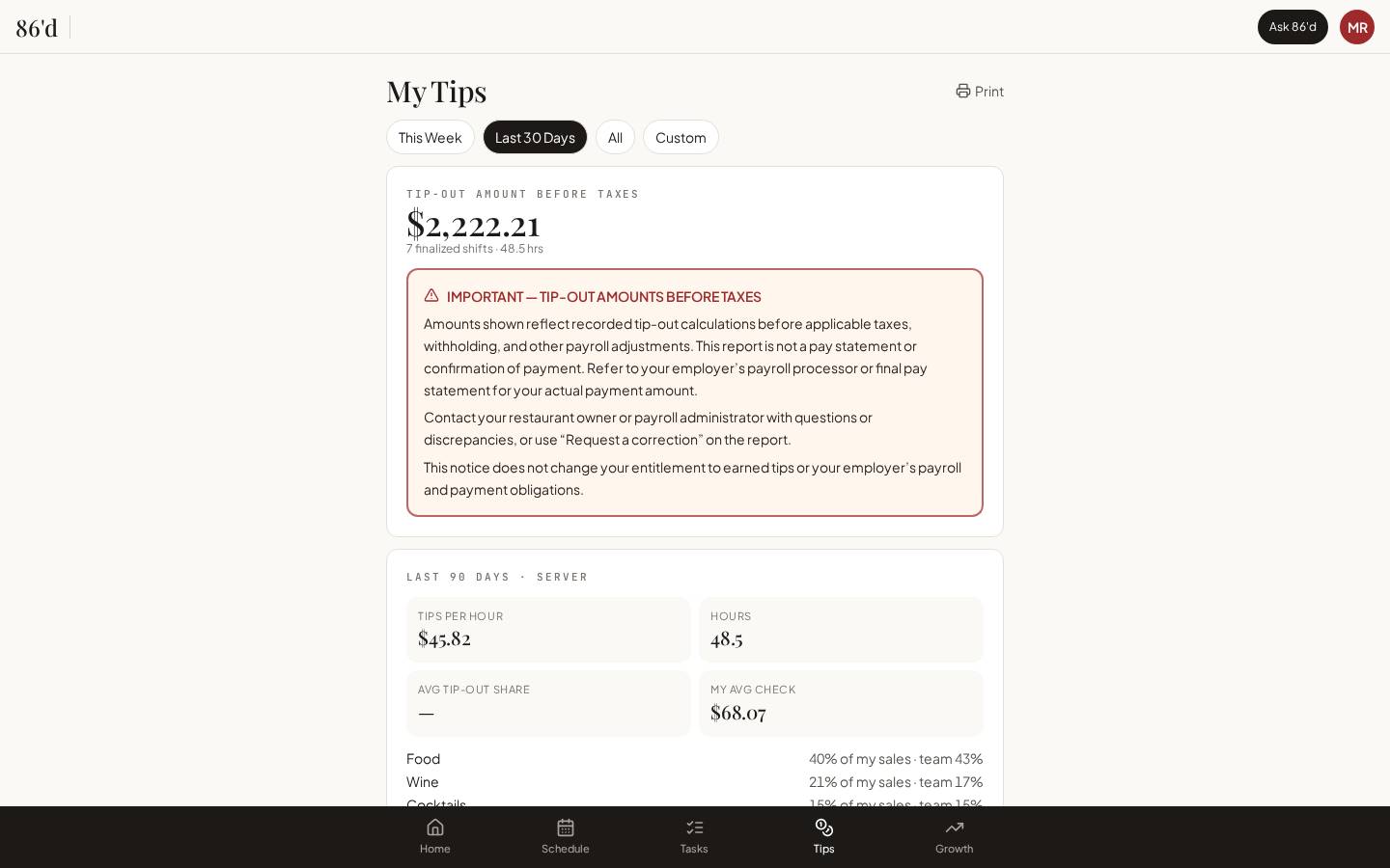 Employee tip statements