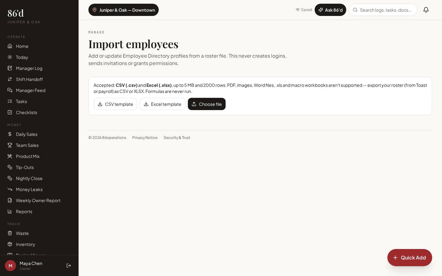 Guided employee import